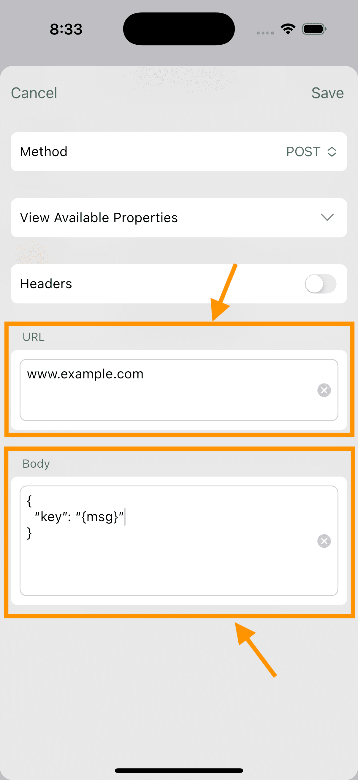 Enter URL and Body
