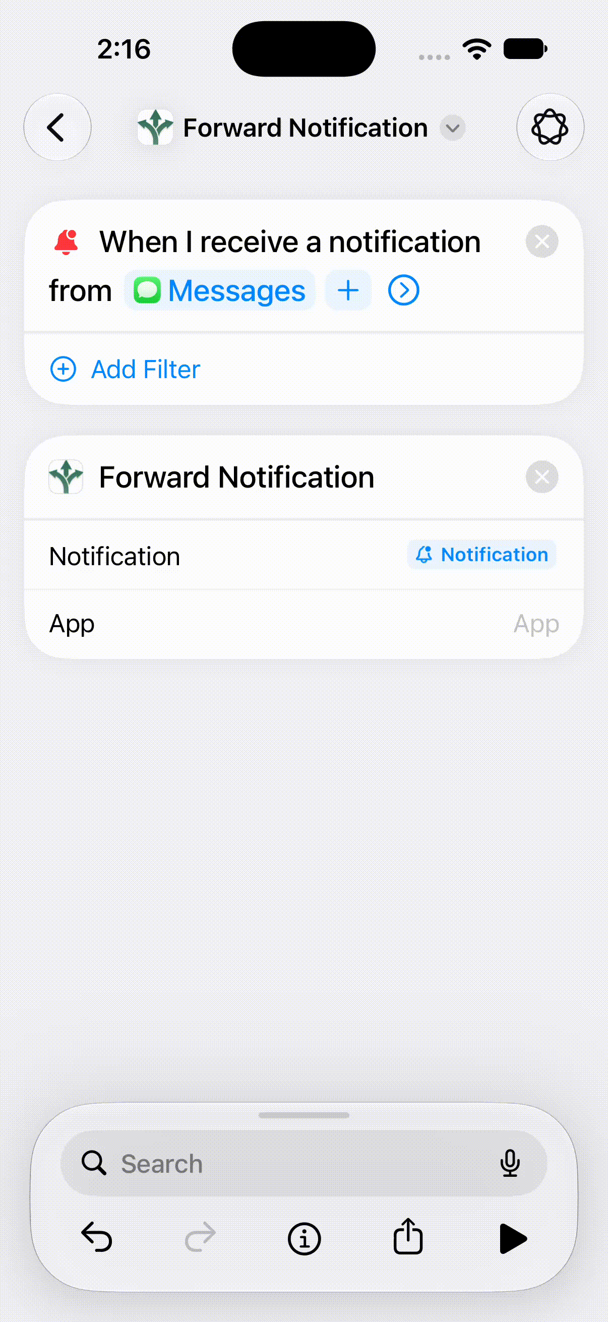 Changing the App field input from Notification to App