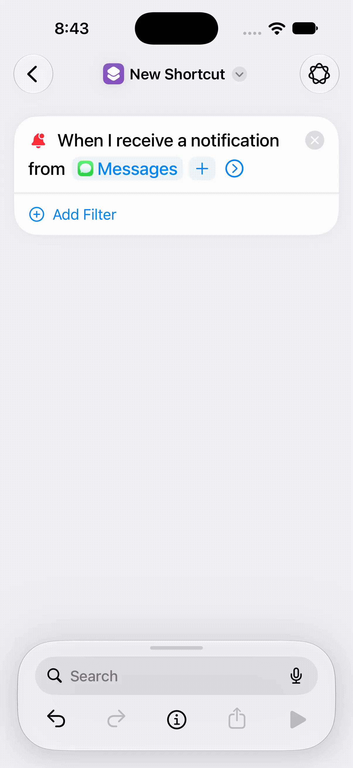 Searching for Forward SMS and adding the Forward Notification action
