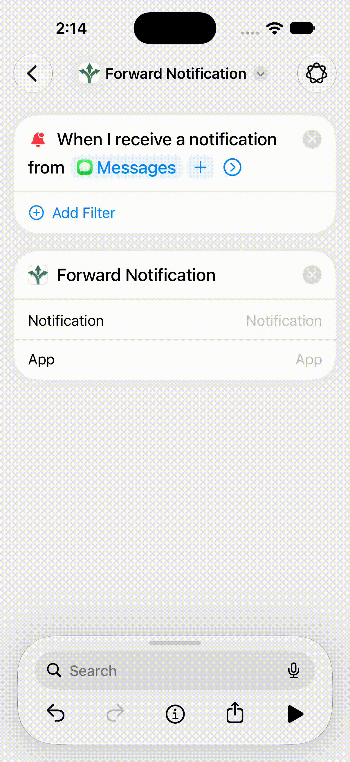 Filling the Notification field with the Notification input