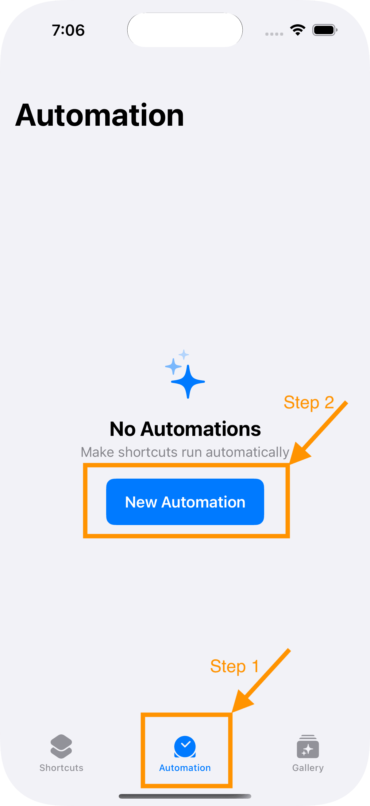 Select the automation tab and create a new automation