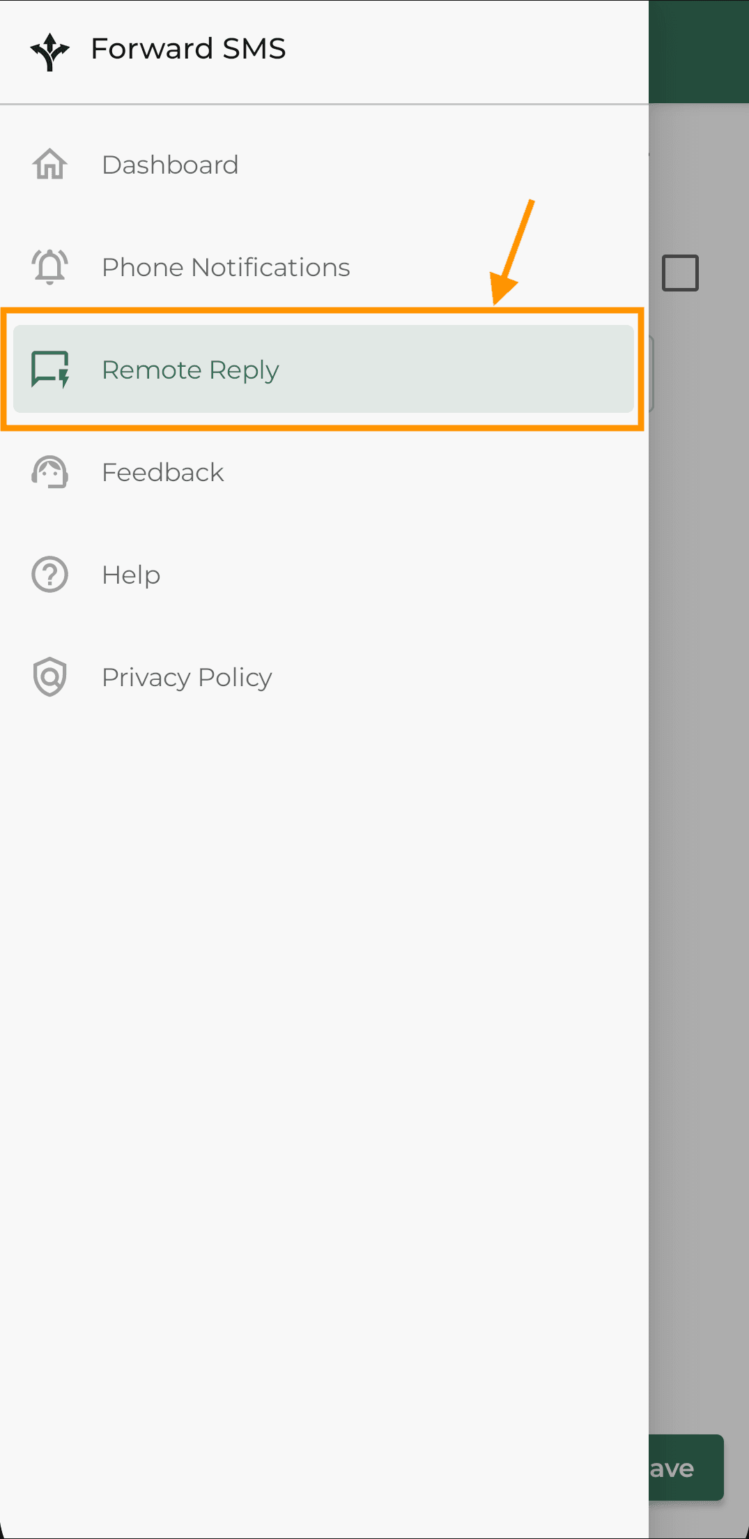 Opening remote reply option from the menu