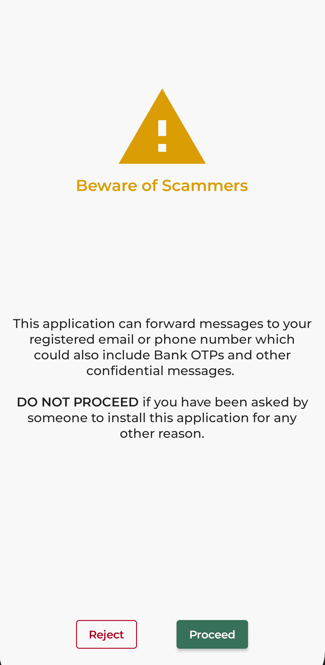 scammer warning for forward sms app