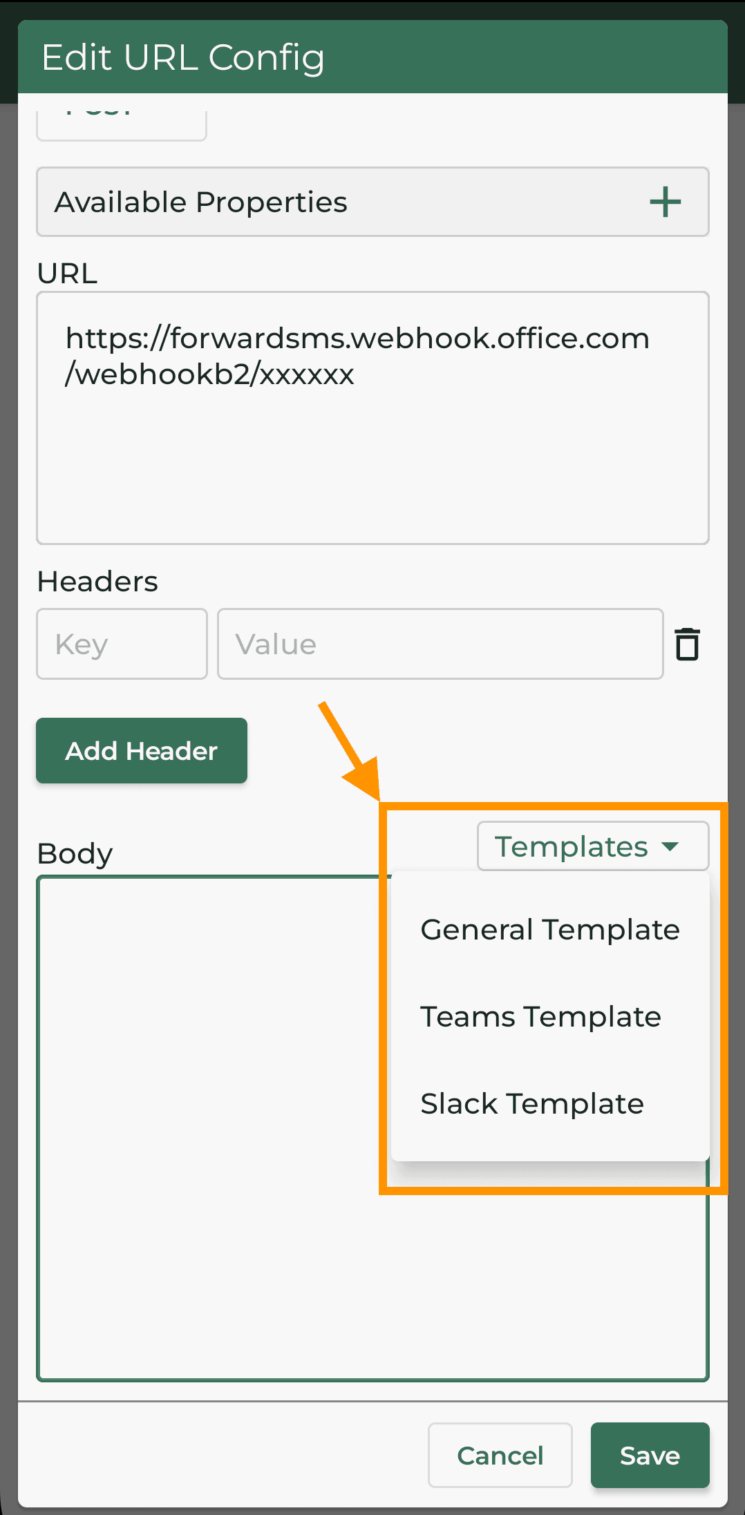 select teams template