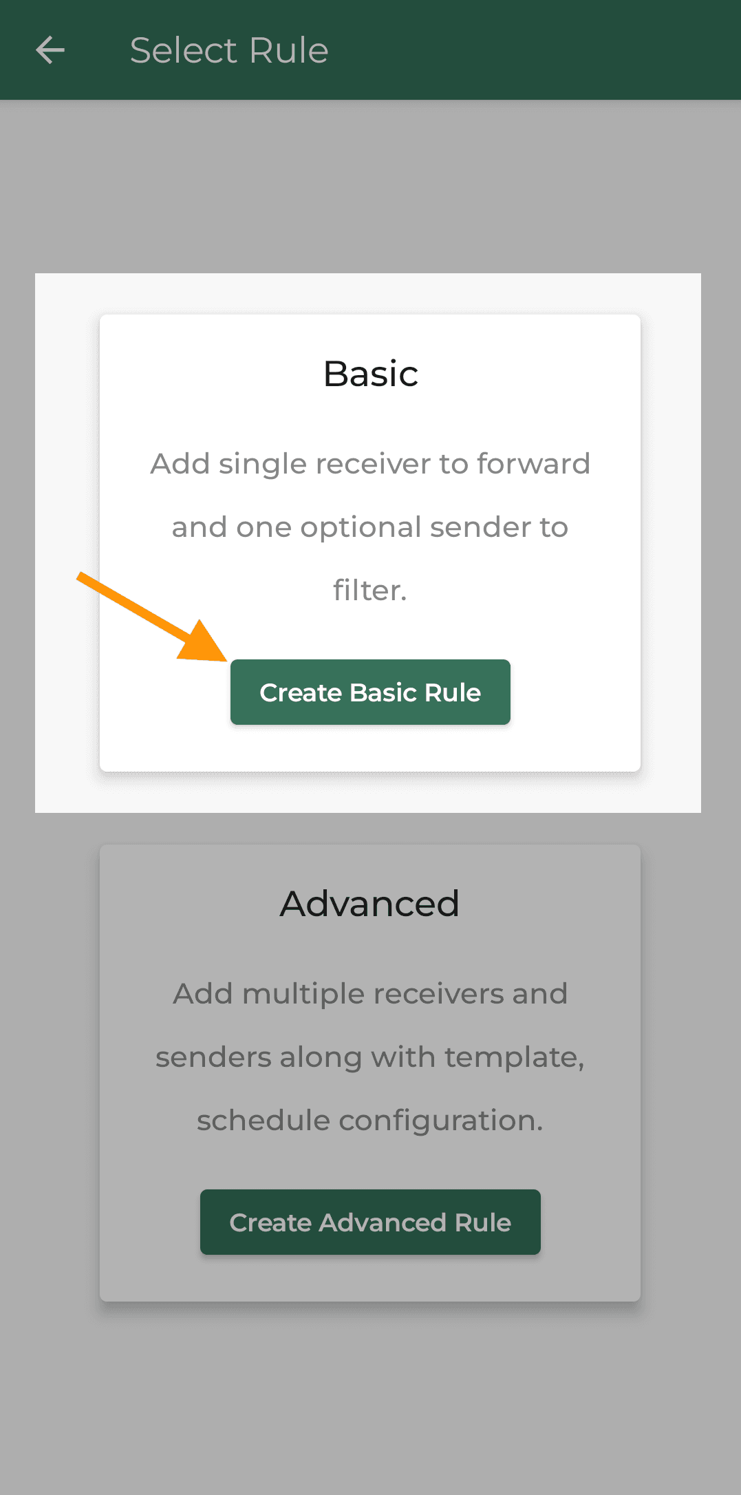 tap on basic rule to create a rule